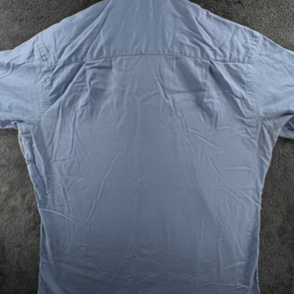 David Donahue Dress Shirt Men 17.5 34/35 Trim Fit Button Up Long Sleeve Blue - Picture 15 of 16